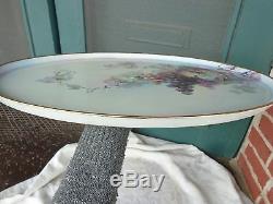 Large 18 Antique Hand Painted Grapes Haviland France Porcelain Dresser Tray