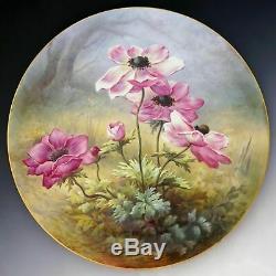 Large 18 French Limoges Porcelain Wall Plaque Charger Hand Painted Flowers