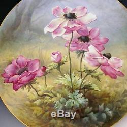 Large 18 French Limoges Porcelain Wall Plaque Charger Hand Painted Flowers