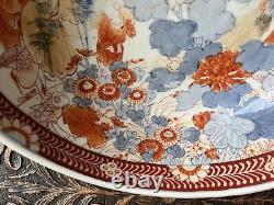 Large 19th c. Kanxi Imari Chinese Porcelain Bowl, Elders, Children & Blossoms