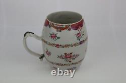 Large Antique Chinese Export Famille Rose Porcelain Barrel Mug Qianlong period