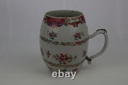 Large Antique Chinese Export Famille Rose Porcelain Barrel Mug Qianlong period