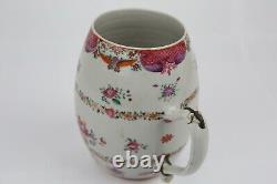 Large Antique Chinese Export Famille Rose Porcelain Barrel Mug Qianlong period