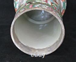 Large Antique Chinese Porcelain Canton Oil Lamp Famille Rose Mandarin, 19th C