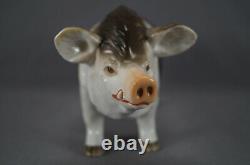 Large Antique Ernst Bohne Hand Painted Porcelain Boar Pig Figurine Mold #2943