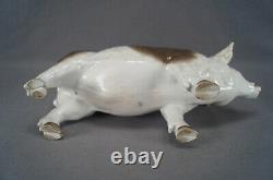 Large Antique Ernst Bohne Hand Painted Porcelain Boar Pig Figurine Mold #2943