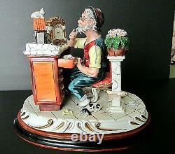 Large Capodimonte Tizian0 Galli Hand Painted Porcelain Clock Maker Figurine