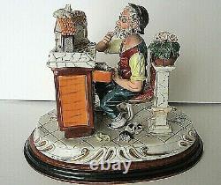 Large Capodimonte Tizian0 Galli Hand Painted Porcelain Clock Maker Figurine