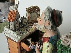 Large Capodimonte Tizian0 Galli Hand Painted Porcelain Clock Maker Figurine