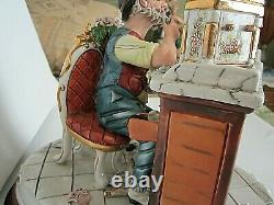 Large Capodimonte Tizian0 Galli Hand Painted Porcelain Clock Maker Figurine