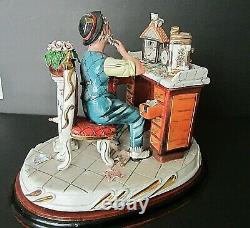 Large Capodimonte Tizian0 Galli Hand Painted Porcelain Clock Maker Figurine