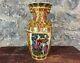 Large Chinese 20th Century Porcelain Vase Hand Painted Polychrome & Gold Vintage