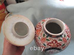 Large Chinese / Japanese Porcelain Ginger Jar Featuring Flora and Geisha
