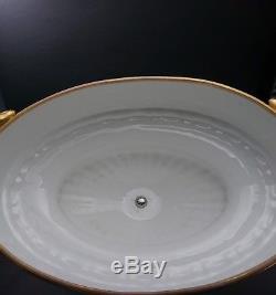 Large Dresden Ambrose Lamm Hand Painted Porcelain Swan Compote Bowl Centerpiece