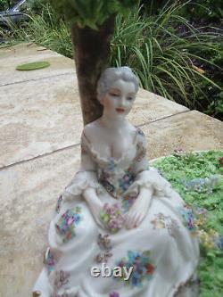 Large Fine Early Luigi Fabris Porcelain Two Woman On Swing