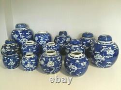 Large Group of antique Chinese Porcelain Prunus Guan / Jars 19th Century
