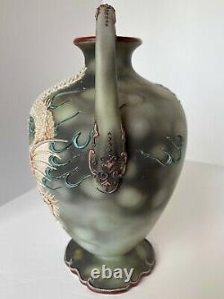 Large Hand Painted Nippon Moriage Dragon Vase
