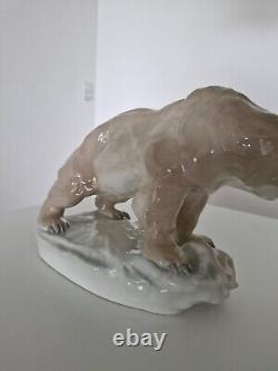 Large Hand-Painted Porcelain Amphora Figure of Bear, 1930s