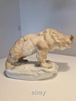 Large Hand-Painted Porcelain Amphora Figure of Bear, 1930s