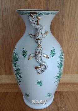 Large Herend Porcelain Vase with Dolphin Handles Indian Flower Basket #6676/FV