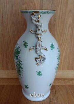 Large Herend Porcelain Vase with Dolphin Handles Indian Flower Basket #6676/FV