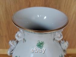 Large Herend Porcelain Vase with Dolphin Handles Indian Flower Basket #6676/FV