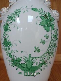 Large Herend Porcelain Vase with Dolphin Handles Indian Flower Basket #6676/FV