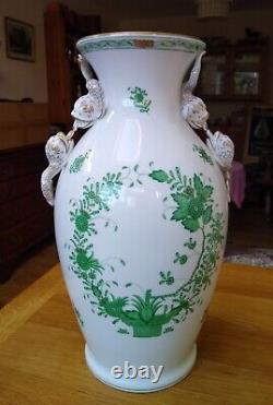 Large Herend Porcelain Vase with Dolphin Handles Indian Flower Basket #6676/FV