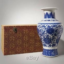 Large Rare Chinese Blue And White Porcelain Plum Vases Marks KangXi 28CM/11H