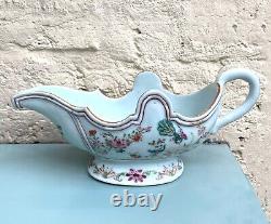 Large, Rare, Perfect, 18th Century Famille Rose Chinese Export Gravy Boat