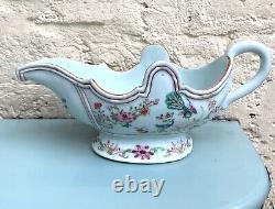 Large, Rare, Perfect, 18th Century Famille Rose Chinese Export Gravy Boat