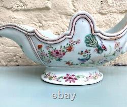 Large, Rare, Perfect, 18th Century Famille Rose Chinese Export Gravy Boat