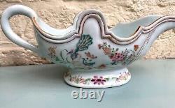 Large, Rare, Perfect, 18th Century Famille Rose Chinese Export Gravy Boat