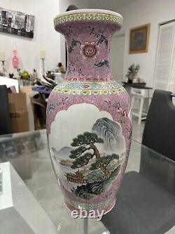 Large Vintage Chinese Porcelain Vase Hand Painted 18.5