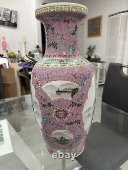 Large Vintage Chinese Porcelain Vase Hand Painted 18.5