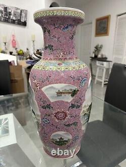 Large Vintage Chinese Porcelain Vase Hand Painted 18.5