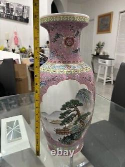 Large Vintage Chinese Porcelain Vase Hand Painted 18.5