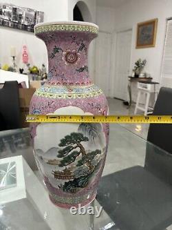 Large Vintage Chinese Porcelain Vase Hand Painted 18.5