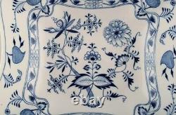 Large antique Meissen Blue Onion square bowl in hand-painted porcelain