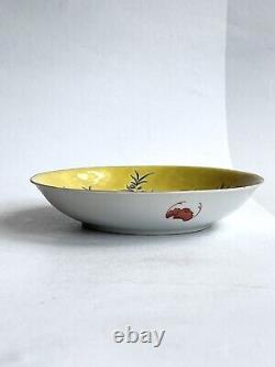 Late 19th Century Antique Chinese Yellow-ground Porcelain Plate