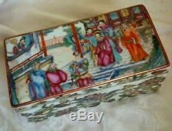Late Qing Famille Rose Chinese Hand Painted Empress Scene Porcelain Lidded Box