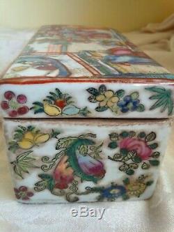 Late Qing Famille Rose Chinese Hand Painted Empress Scene Porcelain Lidded Box