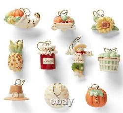 Lenox Autumn Favorites 10 Piece Mini Ornament Set Thanksgiving New (No Tree)