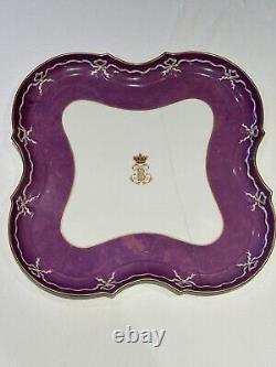 Lerosey Porcelain Tray Hand Painted Coronet Paris Victorian Antique China Square