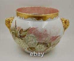 Limoges Antique France Hand Painted Porcelain Jardiniere Vase Hugeee
