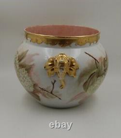 Limoges Antique France Hand Painted Porcelain Jardiniere Vase Hugeee