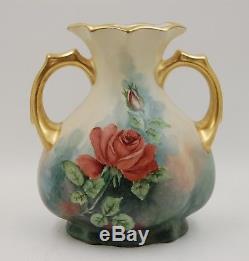 Limoges Antique France Hand Painted Porcelain Vase GorgeousRoses