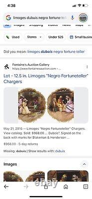 Limoges Antique Hand Painted Signed Dubois Negro Fortune Teller Charger 13