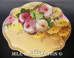Limoges France Hand Painted Roses 16 Porcelain Tray