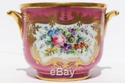Limoges France Porcelain Bowl Hand Gilt Painted Sevres Decor Flowers Pink Ground